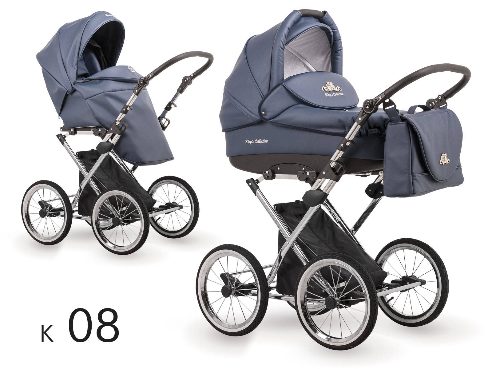 Lonex King Czarny wózek dziecięcy w styl retro